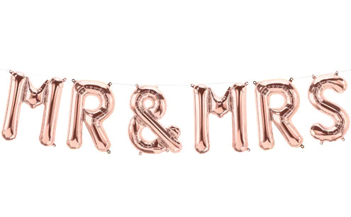Mr & Mrs Rose Gold Mylar Balloon Banner