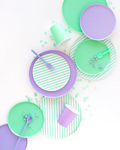 Oh Happy Day Mint Stripes Plates (Large)