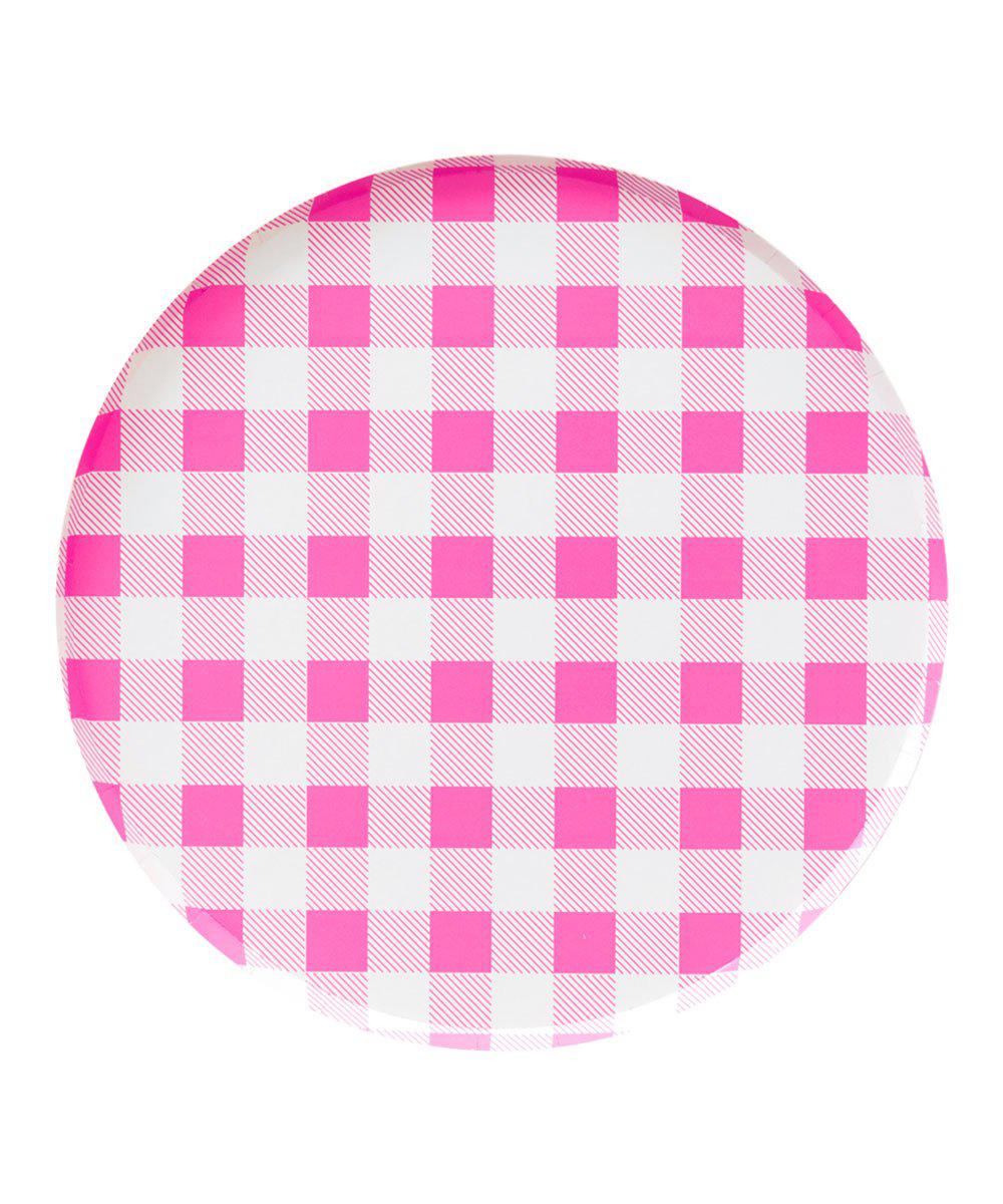 Oh Happy Day Neon Rose Gingham Plates (Large)