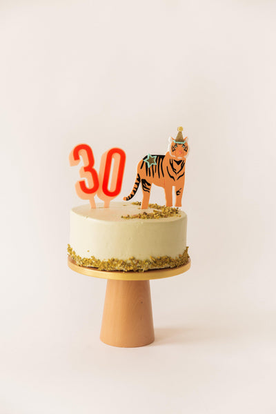 Peachy Pink & Neon Red Numeric cake toppers
