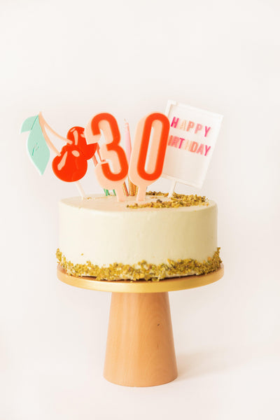 Peachy Pink & Neon Red Numeric cake toppers