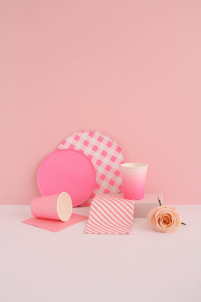Oh Happy Day Neon Rose Gingham Plates (Small)