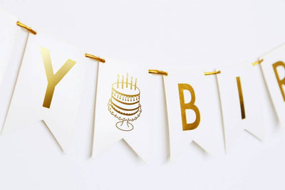 Gold Foil Mini Happy Birthday Banner