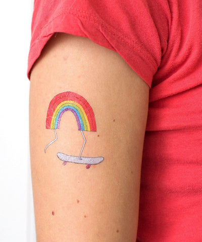 Temporary Tattoos: Rainbow Skateboard